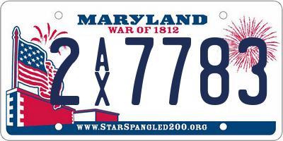 MD license plate 2AX7783