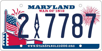 MD license plate 2AX7787