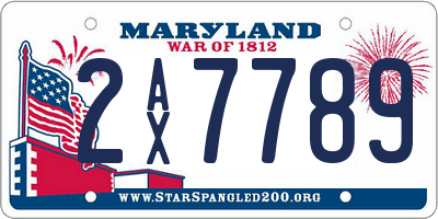 MD license plate 2AX7789
