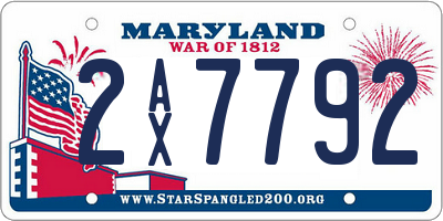 MD license plate 2AX7792