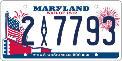 MD license plate 2AX7793