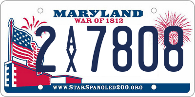 MD license plate 2AX7808