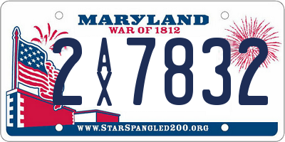 MD license plate 2AX7832