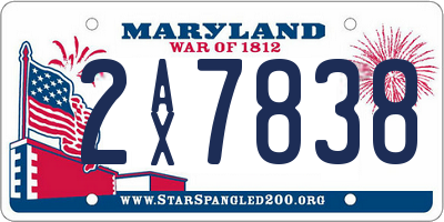 MD license plate 2AX7838