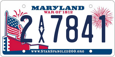 MD license plate 2AX7841