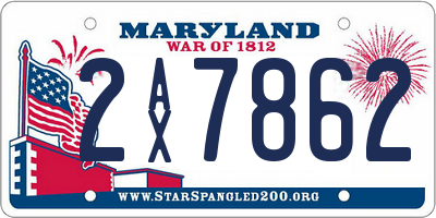 MD license plate 2AX7862