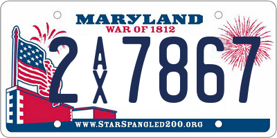 MD license plate 2AX7867