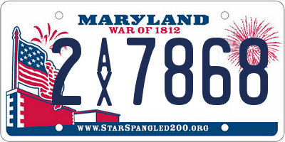 MD license plate 2AX7868