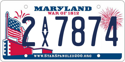 MD license plate 2AX7874