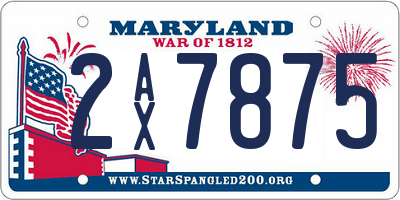 MD license plate 2AX7875