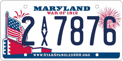 MD license plate 2AX7876