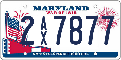 MD license plate 2AX7877