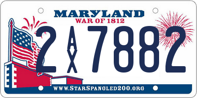 MD license plate 2AX7882