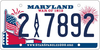 MD license plate 2AX7892