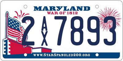 MD license plate 2AX7893