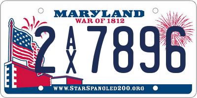 MD license plate 2AX7896