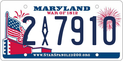 MD license plate 2AX7910