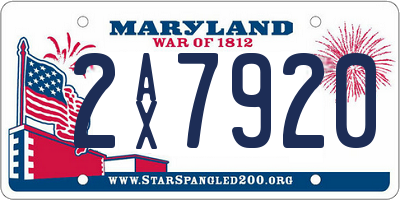 MD license plate 2AX7920