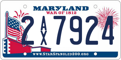 MD license plate 2AX7924