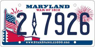 MD license plate 2AX7926