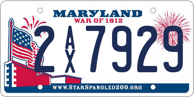 MD license plate 2AX7929