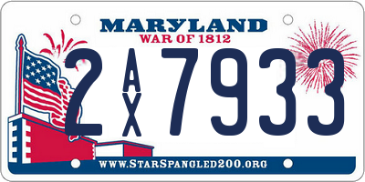 MD license plate 2AX7933