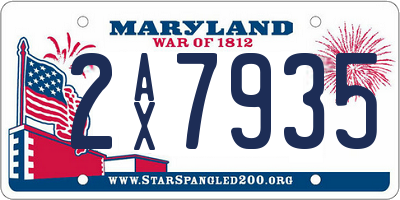 MD license plate 2AX7935
