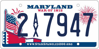 MD license plate 2AX7947