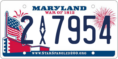 MD license plate 2AX7954