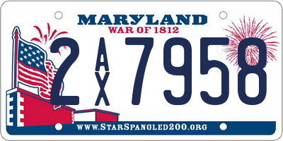 MD license plate 2AX7958