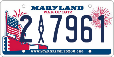 MD license plate 2AX7961