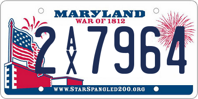 MD license plate 2AX7964