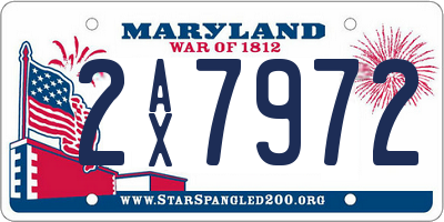 MD license plate 2AX7972