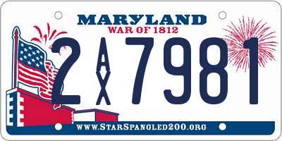 MD license plate 2AX7981
