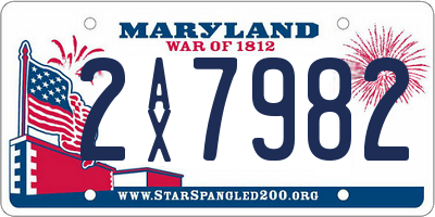 MD license plate 2AX7982