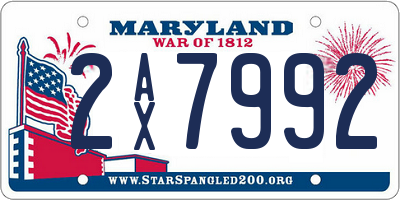 MD license plate 2AX7992
