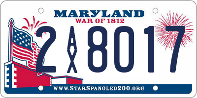 MD license plate 2AX8017