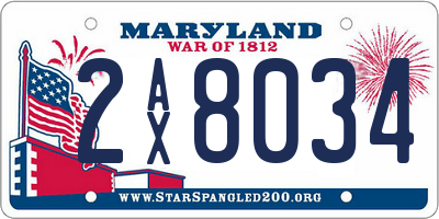 MD license plate 2AX8034