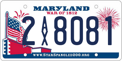 MD license plate 2AX8081