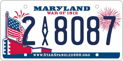 MD license plate 2AX8087