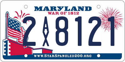 MD license plate 2AX8121