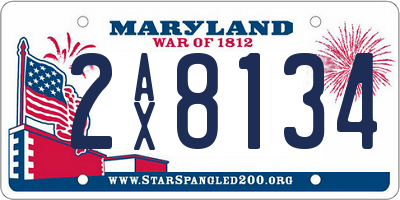 MD license plate 2AX8134