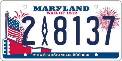 MD license plate 2AX8137