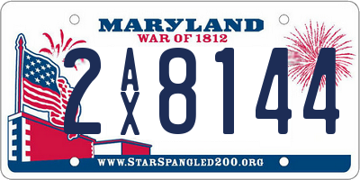 MD license plate 2AX8144