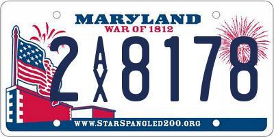 MD license plate 2AX8178