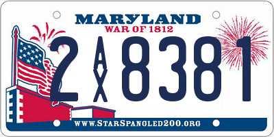 MD license plate 2AX8381