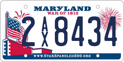 MD license plate 2AX8434