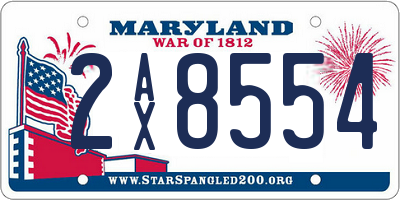 MD license plate 2AX8554