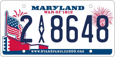 MD license plate 2AX8648