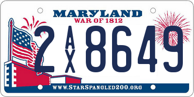 MD license plate 2AX8649